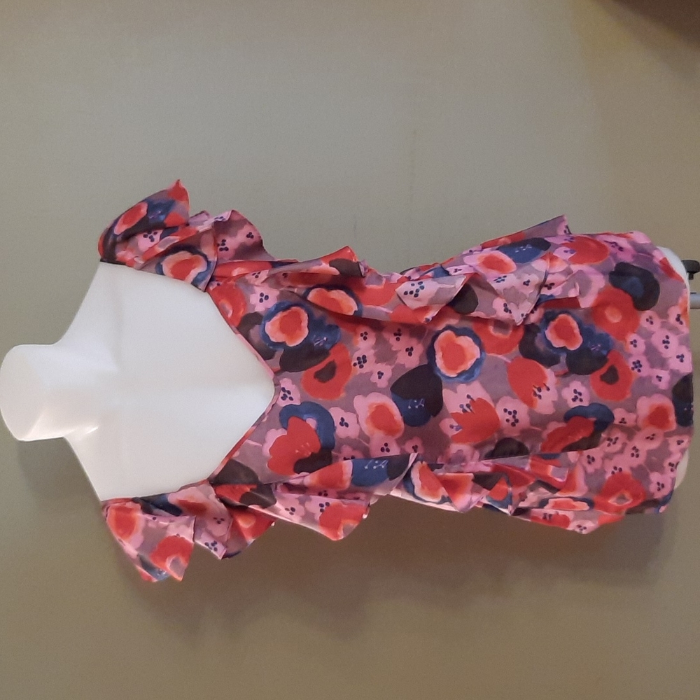 Rebecca Taylor Pink Floral Ruffle Top